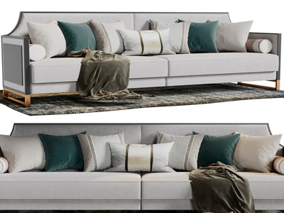 新中式多人沙发3d模型 新中式多人沙发