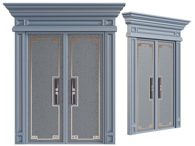 新中式双扇平开门