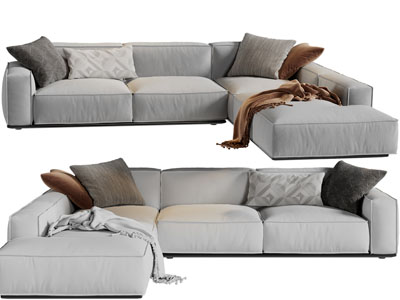 现代布艺转角多人沙发3d模型 现代布艺转角多人沙发