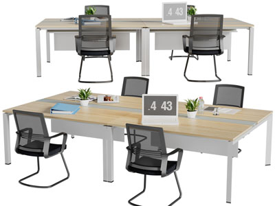 后现代四人位办公桌椅组合