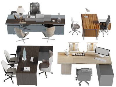 现代老板台、办公桌椅组合