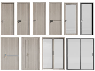 现代实木平开门、推拉门