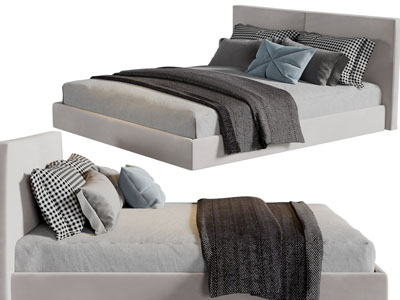 现代布艺双人床
