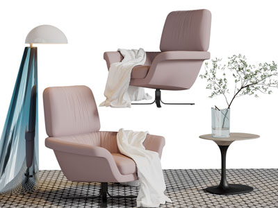 后现代休闲沙发椅子、边几3d模型 后现代休闲沙发椅子、边几