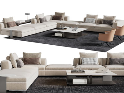 现代转角多人沙发3d模型 现代转角多人沙发