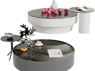 现代圆形茶几3d模型 现代圆形茶几