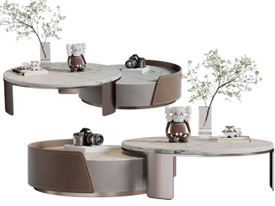 现代圆形茶几3d模型 现代圆形茶几