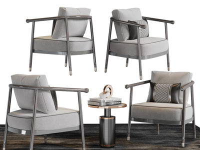 新中式休闲沙发椅子、边几