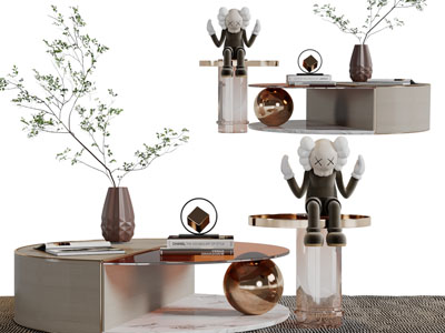 现代圆形茶几3d模型 现代圆形茶几