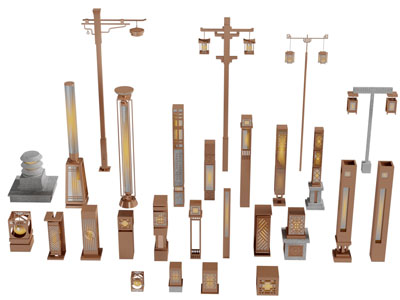 新中式广场灯、路灯和地灯