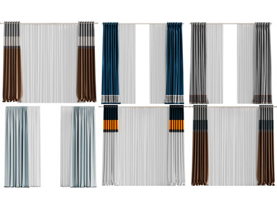 现代布艺窗帘窗纱3d模型 现代布艺窗帘窗纱