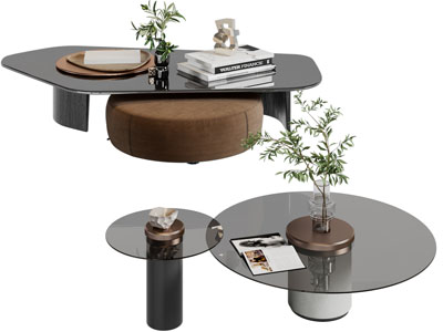 现代异形、圆形茶几3d模型 现代异形、圆形茶几