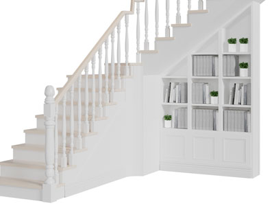 欧式白色实木旋转楼梯3d模型 欧式白色实木旋转楼梯