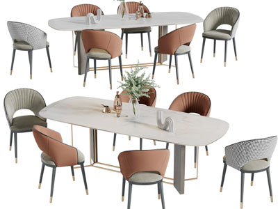 现代轻奢餐桌椅组合