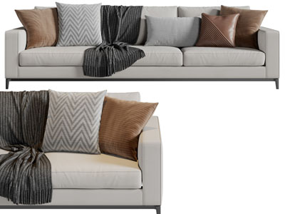 现代布艺多人沙发3d模型 现代布艺多人沙发