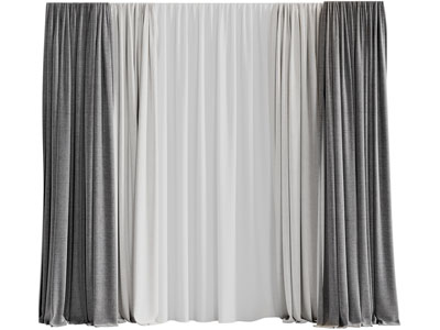 现代布艺窗帘窗纱3d模型 现代布艺窗帘窗纱