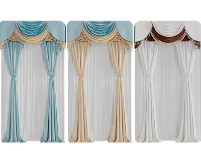 欧式布艺窗纱窗帘3d模型 欧式布艺窗纱窗帘