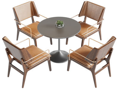 现代圆形餐桌椅组合