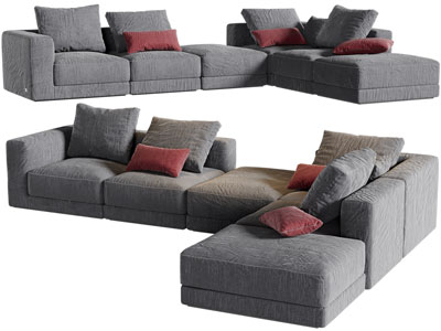 现代布艺转角多人沙发3d模型 现代布艺转角多人沙发