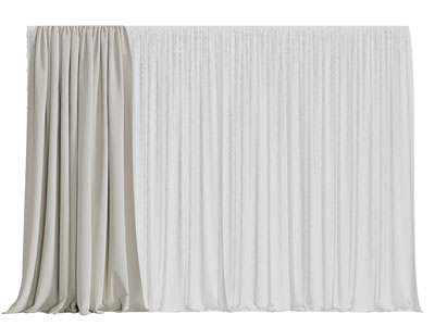 现代布艺窗帘窗纱3d模型 现代布艺窗帘窗纱