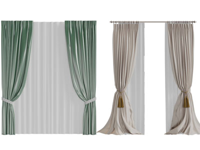 现代布艺窗纱窗帘3d模型 现代布艺窗纱窗帘