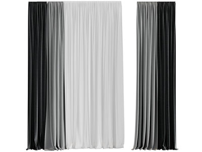 现代布艺窗帘窗纱3d模型 现代布艺窗帘窗纱