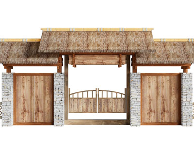 中式农家院大门、围墙