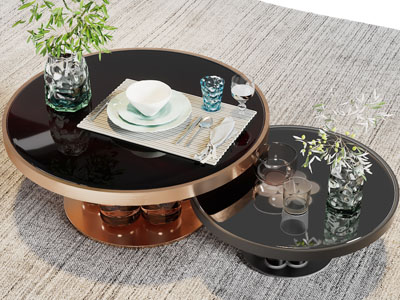 现代圆形茶几3d模型 现代圆形茶几