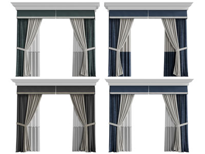 简欧布艺窗纱窗帘3d模型 简欧布艺窗纱窗帘