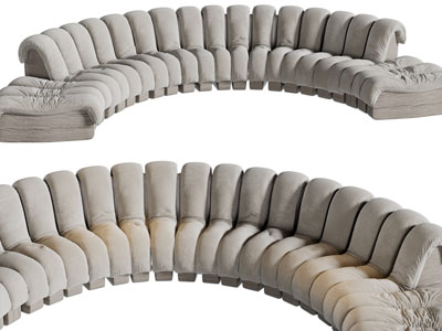 侘寂风弧形多人沙发3d模型 侘寂风弧形多人沙发