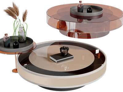现代圆形茶几3d模型 现代圆形茶几