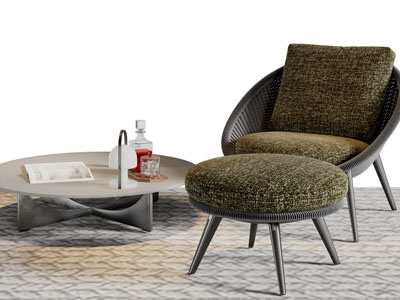 现代休闲椅子、边几