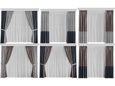 现代布艺窗帘窗纱3d模型 现代布艺窗帘窗纱