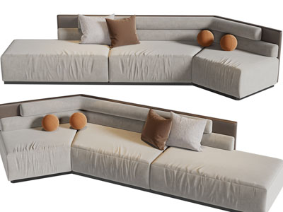 现代布艺弧形多人沙发3d模型 现代布艺弧形多人沙发