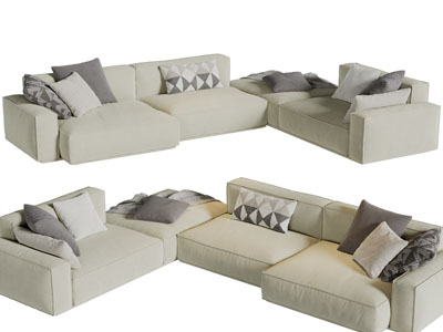 现代布艺转角多人沙发3d模型 现代布艺转角多人沙发
