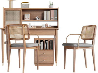 北欧实木书桌椅组合