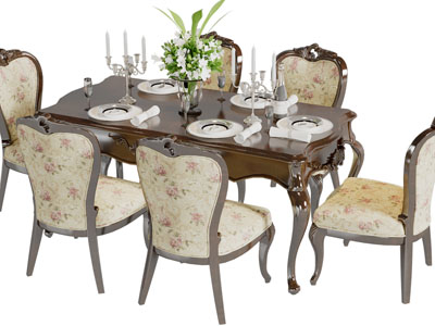 欧式长方形餐桌椅组合