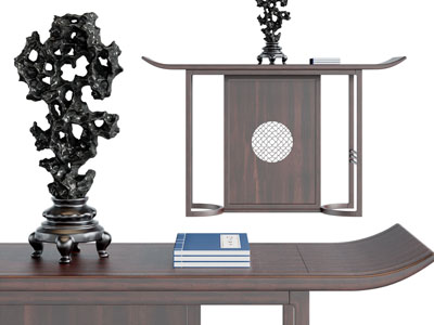 新中式端景台3d模型 新中式端景台