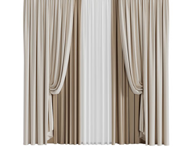 现代布艺窗帘窗纱3d模型 现代布艺窗帘窗纱