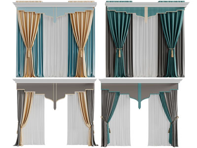 新中式窗纱窗帘3d模型 新中式窗纱窗帘