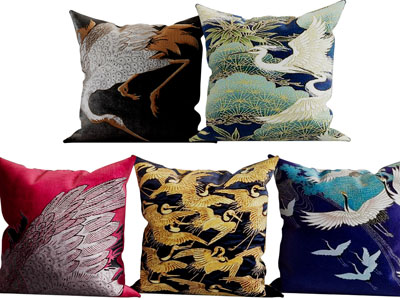 新中式仙鹤图案的靠垫抱枕