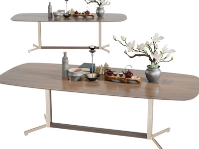 新中式茶具杯子、花瓶花卉摆件组合