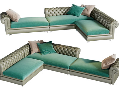 简欧转角多人沙发3d模型 简欧转角多人沙发