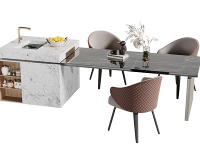 现代水吧台餐桌椅组合