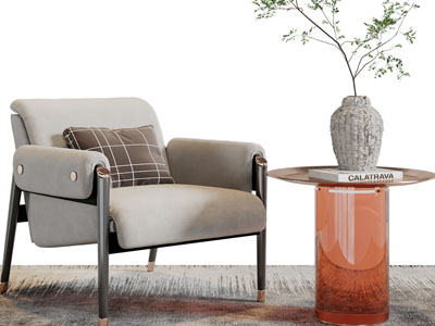 现代休闲椅子、边几