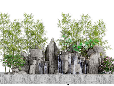 中式假山瀑布景观园艺小品