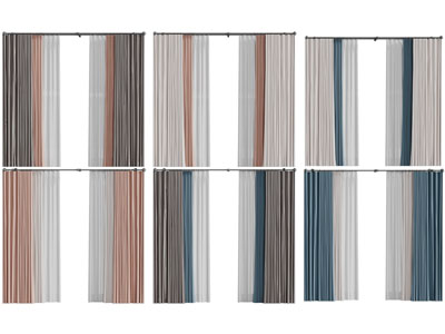 现代布艺窗帘窗纱3d模型 现代布艺窗帘窗纱