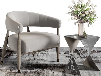 现代布艺单人沙发