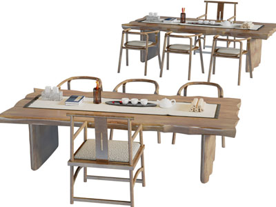 新中式实木茶桌、茶具杯子