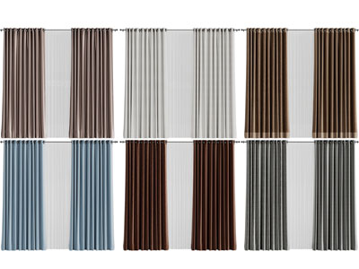 现代布艺窗帘窗纱3d模型 现代布艺窗帘窗纱